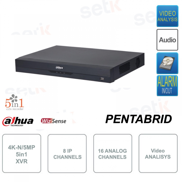 XVR IP ONVIF® - 5in1 - 16 canali - 4K-N-5MP - IOT e POS - Audio - Allarme - Video Analisi