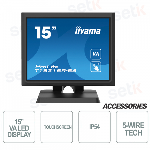 IIYAMA - 15 Inch Monitor - Touchscreen - Resistive - 5-Wire Technology - IP54 - VA LED