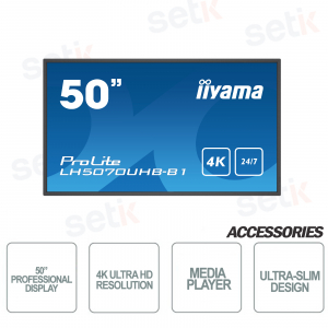 Moniteur IIYAMA Professional 50 pouces - Résolution 4K Ultra HD - Lecteur multimédia