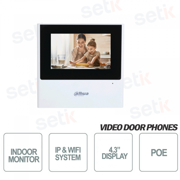 Internal IP and WIFI Dahua Monitor SIP 4.3 Inch Touch PoE