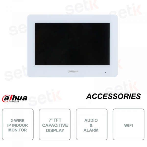 Monitor WIFI IP - 2 fili - Touchscreen capacitivo 7 pollici - Allarme - Audio