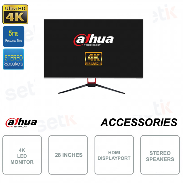 28 Inch 4K UHD LED Monitor - 5ms Response Time - With Speakers