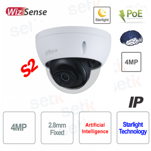 Caméra IP AI ONVIF® PoE 4MP 2,8mm Starlight IR 50 - S2 - Dahua