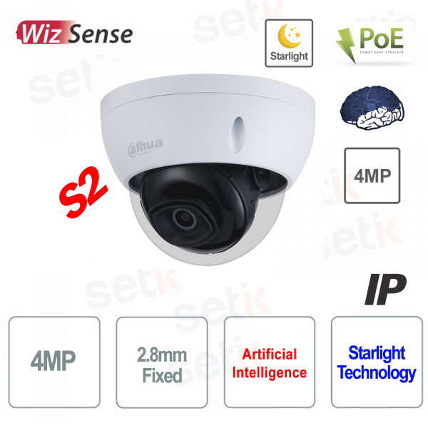 AI IP-Kamera ONVIF® PoE 4MP 2,8 mm Starlight IR 50 - S2 - Dahua