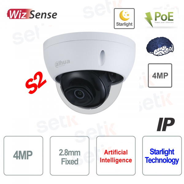 Cámara IP AI ONVIF® PoE 4MP 2.8mm Starlight IR 50 - S2 - Dahua