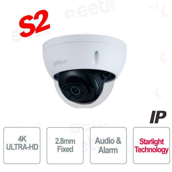 Dahua AI 8MP 4K Ultra-HD 2.8mm PoE IP Camera - S2 Version