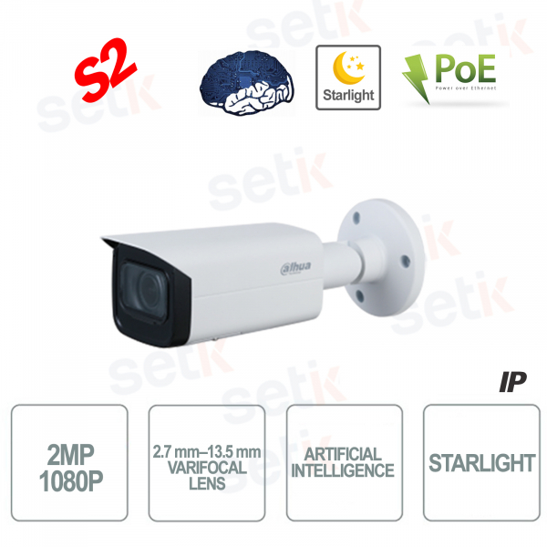 AI IP camera ONVIF® PoE 2MP Motorized Starlight WDR - S2 - Dahua
