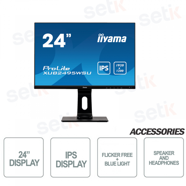 IIYAMA ProLite 24 Inch IPS Monitor - Speakers - has + pivot
