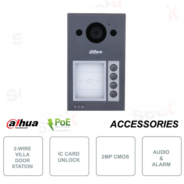 Two-wire external video intercom station - IP PoE ONVIF® - 2MP HD camera - IP65 and IK08 - IR and WDR