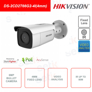 6 MP IP-PoE-Bullet-Kamera – 4-mm-Optik – Videoanalyse – IR80m