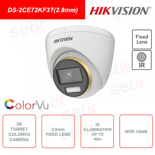 Outdoor 3K IP Turret Camera - ColorVu Series - 2.8mm Fixed Lens - IR 40m - WDR 130dB