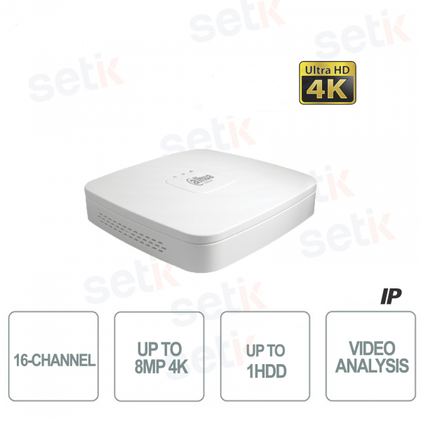 NVR 16 Kanäle IP 4k 8mpx Ultra HD h265 Audio Dahua