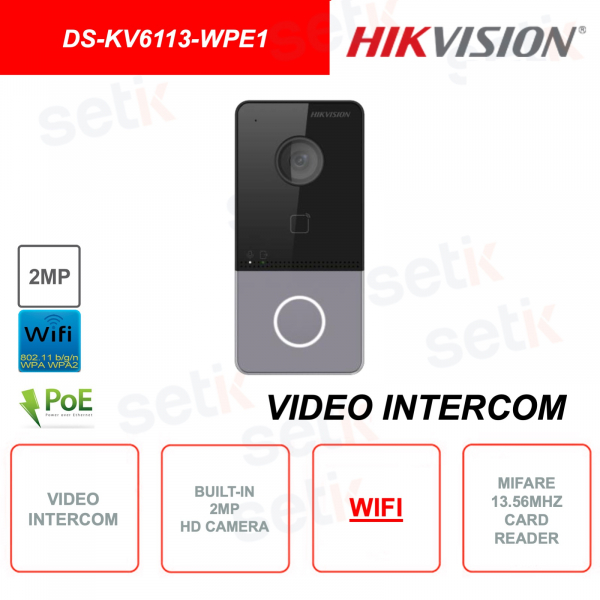 Interphone vidéo - WIFI - Caméra 2MP - Lecteur de carte Mifare - Alarme - Microphone - Haut-parleur - IR