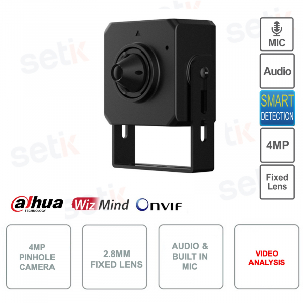 Caméra IP ONVIF® 4MP - Objectif fixe 2.8mm - Analyse vidéo - Starlight - Audio - Microphone