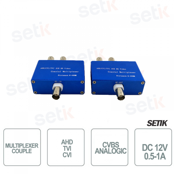 Par de multiplexores Setik Video HD de 2 canales en cable coaxial