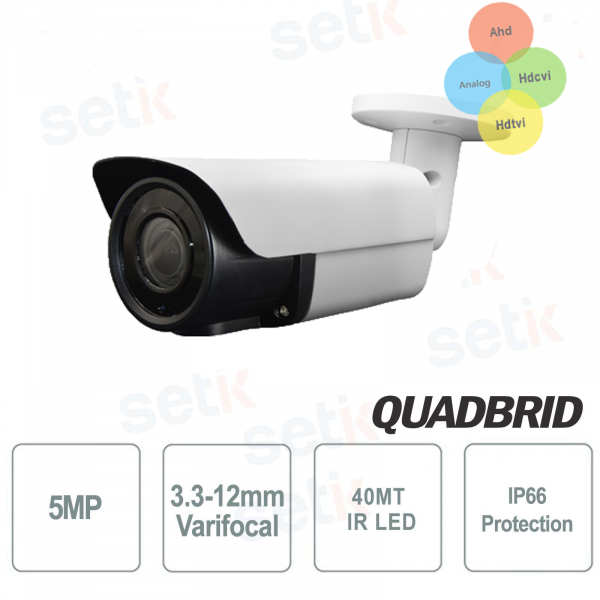 Caméra de vidéosurveillance blanche Hyundai 5 MP 4 en 1 3,3-12 mm IR