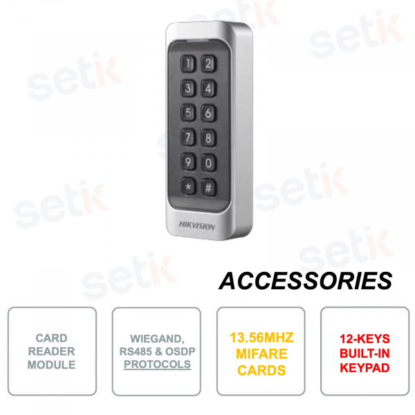 Access control terminal - With Keypad - Mifare 13.56Mhz card reader - RS-485, OSDP and Wiegand