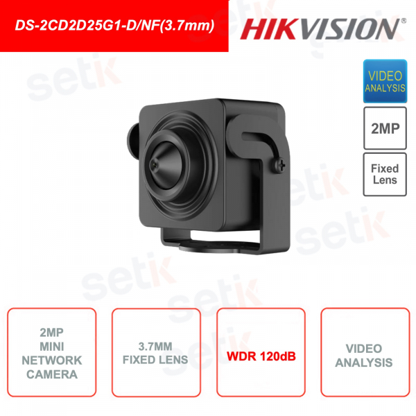 Mini Caméra IP Réseau - 2MP - Optique 3.7mm - Audio - WDR 120dB - Analyse Vidéo