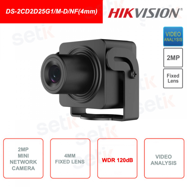 Mini Caméra IP Réseau - 2MP - Optique 4mm - Audio - WDR 120dB - Analyse Vidéo