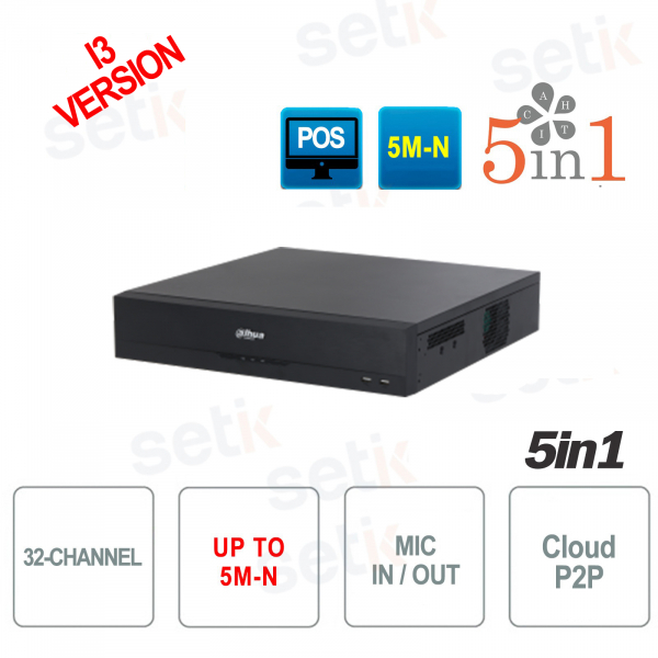 XVR 32 Canali 5in1 HD CVI AHD TVI Analogico IP 5M-N Audio Allarme Video Analisi Dahua - Versione I3