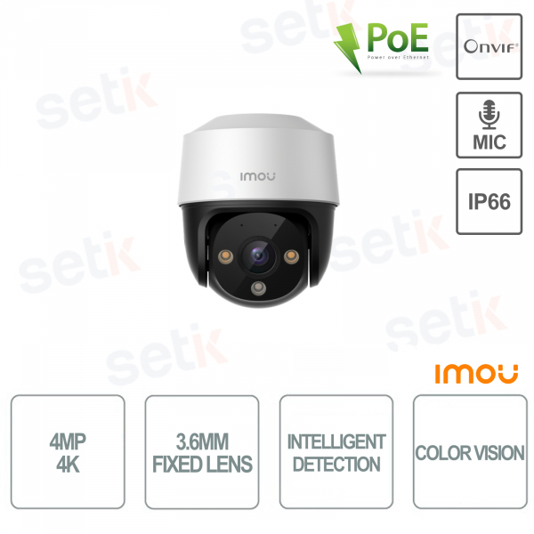 Imou Cruiser PoE caméra panoramique et inclinable Onvif 4MP 3.6mm 1440P détection de personnes Microphone Audio IP66