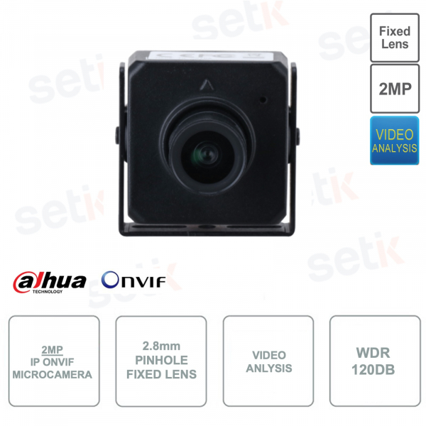 IP ONVIF® micro camera - 2.8mm pinhole lens - 2MP - Video analysis - WDR 120dB - Audio