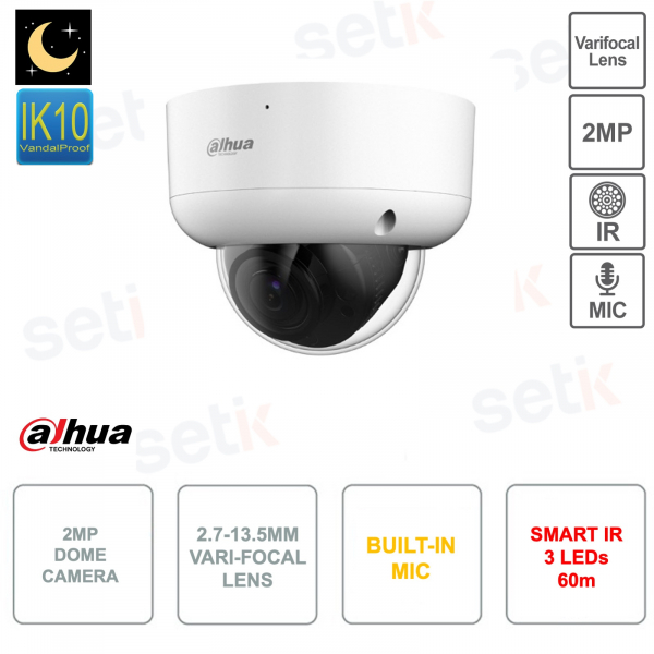 2MP Dome Starlight 4in1 camera - Varifocal 2.7-13.5mm - WDR 130dB - IP67 - Microphone