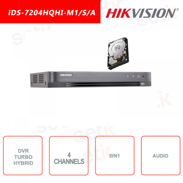 iDS-7204HQHI-M1/S/A - DVR Hikvision - 5en1 - 4 canales IP 6MP - Detección de Rostros - HDD 1TB Incluido