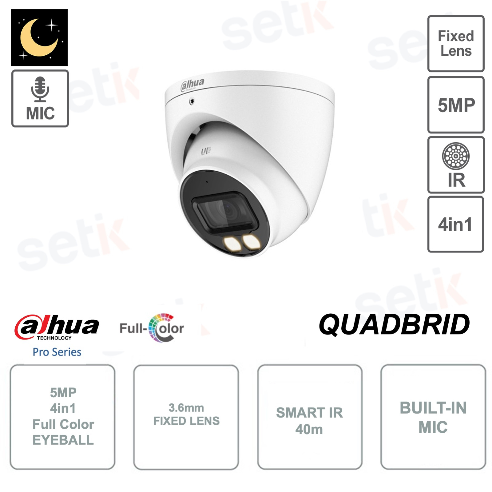 HAC-HDW1509T-IL-A-S2 - Telecamera Eyeball Full Color 5MP 4in1 - Ottica ...