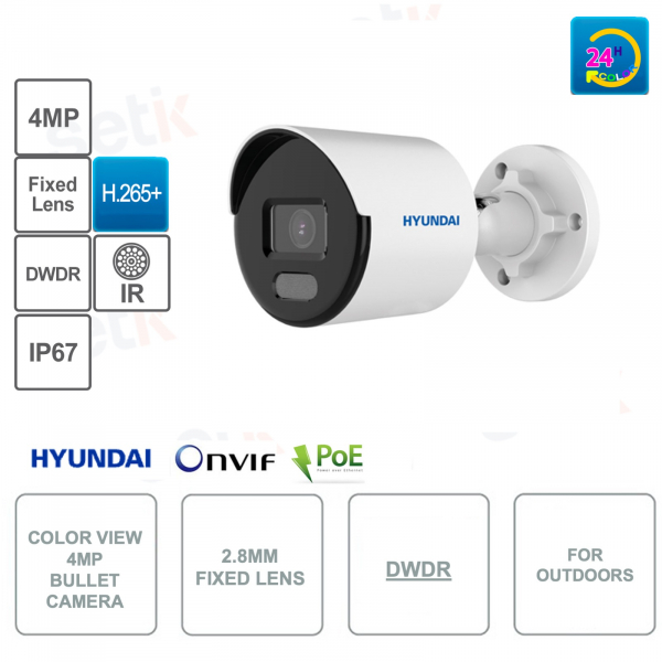 POE-IP-Kamera ONVIF® Color View 4 MP - 2,8-mm-Objektiv - IP67 - Smart IR 30 m