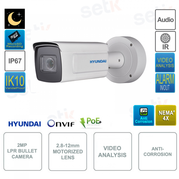Caméra IP POE ONVIF® 2MP - 2.8-12mm - LPR - Analyse Vidéo - Smart IR 50m