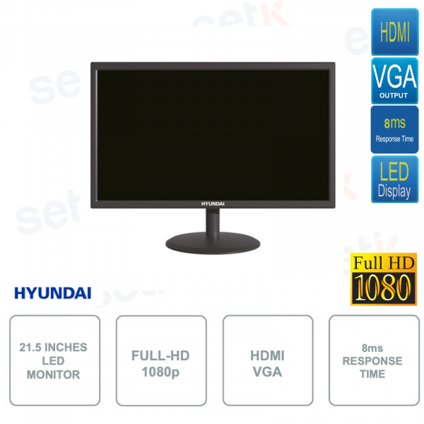 Full HD 1080p 2MP LED Monitor - 21.5 Inch - HDMI - VGA - 60hz - 8ms