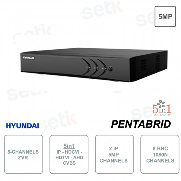 8 Channel 5in1 ZVR - 8 Analog Channels 1080N - 2 IP Channels up to 5MP