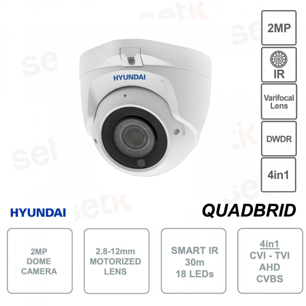 Caméra 4en1 2MP - Objectif varifocal 2.8-12mm - IP65 - Smart IR 30m