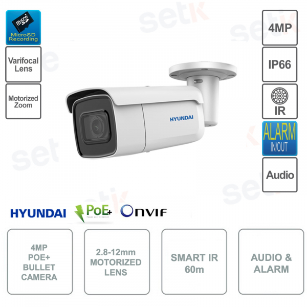 Cámara IP POE ONVIF® Bullet 4MP - Lente 2.8-12mm - Video Análisis