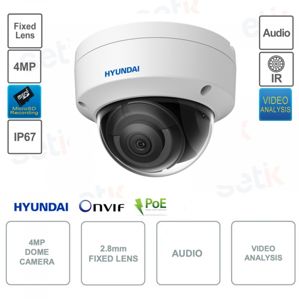 DOME IP POE ONVIF®-Kamera - 4 MP - 2,8-mm-Objektiv - IR 30 m - IP67