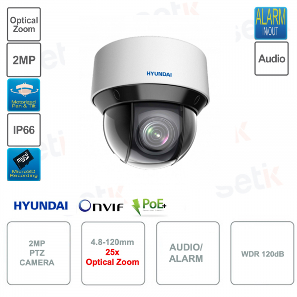Cámara POE IP ONVIF® PTZ 2MP Full HD 1080p - IP66 - IR 50m