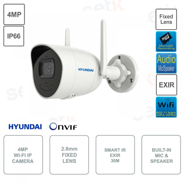 Telecamera IP ONVIF® Wireless - 4MP - Ottica fissa 2.8mm - Microfono e speaker