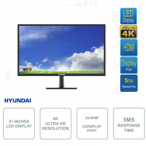 Monitor LED 4K de 27 pulgadas - 5ms - 2HDMI - 2 Display Port - 60hz