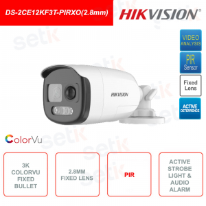 Telecamera 3K Bullet con Sirena e PIR - Ottica 2.8mm - WDR 130dB - Speaker - Illuminazione 40m - A colori 24-7