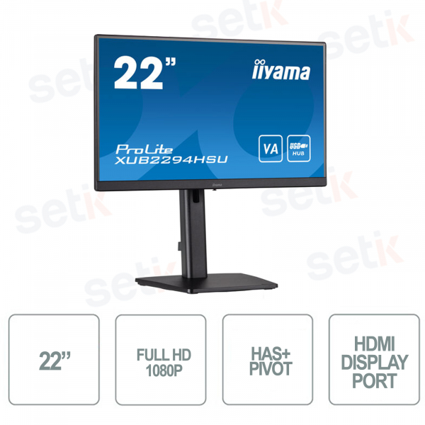 IIYAMA - 22 Inch Monitor - FullHD 1080p - VA Matrix - HAS + Pivot