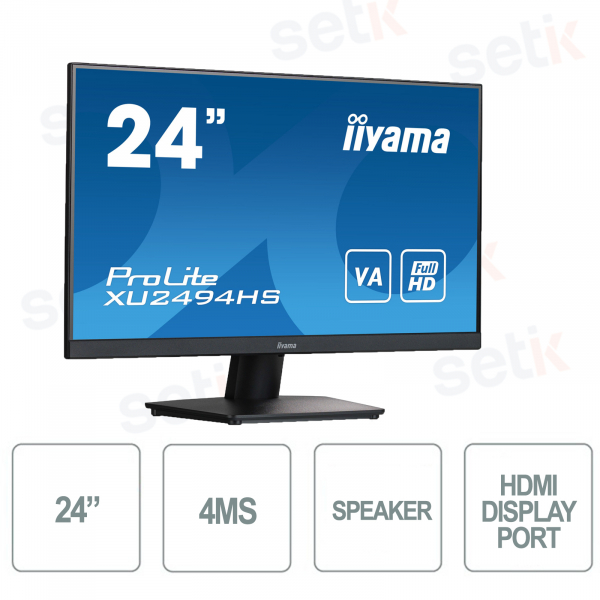 Moniteur ProLite IIYAMA - Matrice VA - 24 pouces - Full HD 1080p - Haut-parleurs - 4 ms
