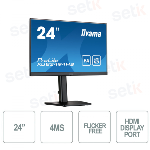 Prolite IIYAMA Monitor – 24 Zoll – Full HD 1080p – Höhenverstellbar