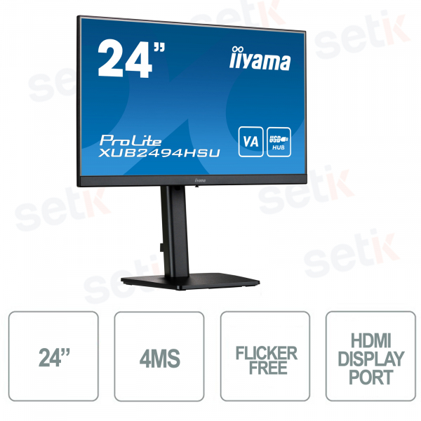Prolite IIYAMA Monitor - VA Matrix LED - 24 Inch - Full HD 1080p - Adjustable height