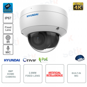 Caméra IP POE ONVIF® 8MP 4K Ultra-HD - 2.8mm - Intelligence Artificielle