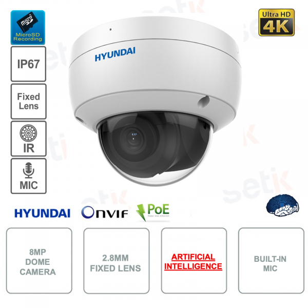 Telecamera IP POE ONVIF® 8MP 4K Ultra-HD - 2.8mm - Intelligenza artificiale