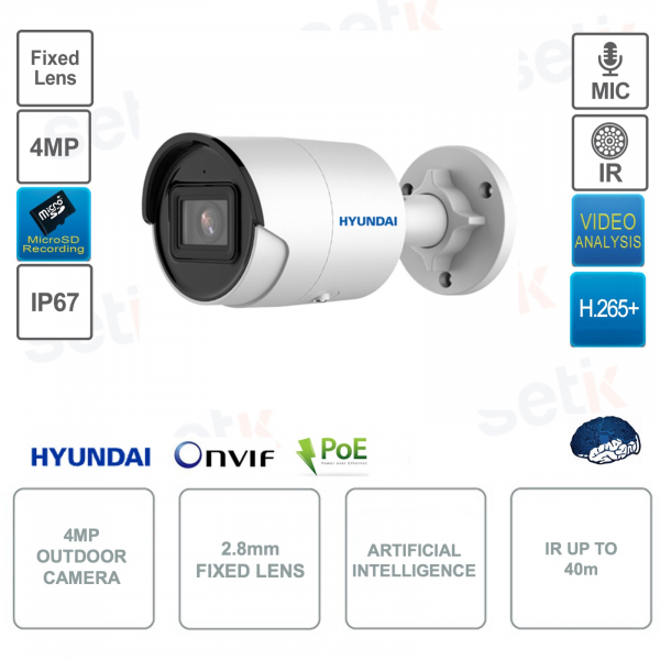 Caméra IP POE ONVIF® 4MP - 2.8mm - Intelligence Artificielle