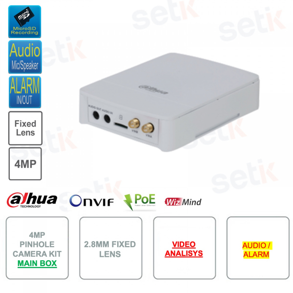 Hauptbox für Pinhole-Netzwerkkamera-Kit – IP POE ONVIF – 4 MP – 2,8-mm-Objektiv – Videoanalyse