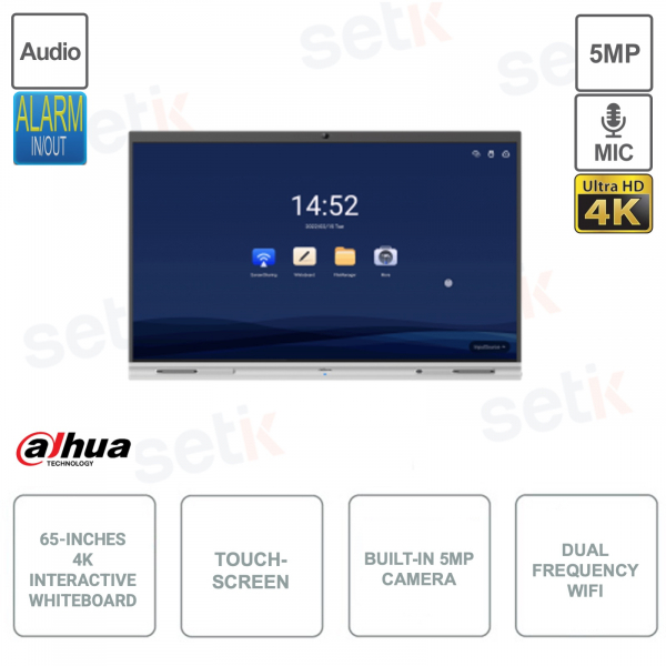 Smart Whiteboard - 65 Pollici - 4K Ultra HD Touchscreen Display - Wireless - DLED
