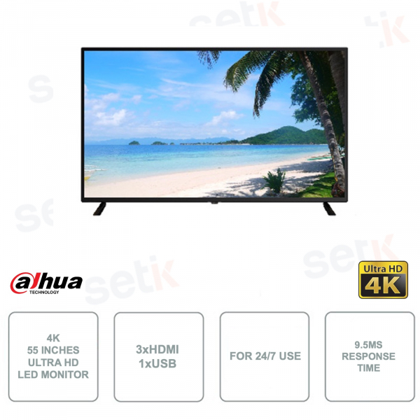 UHD 4K Ultra HD LED Monitor - 55 Inch - 9.5ms - For continuous use 24-7